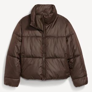 Old Navy Mock Neck Faux Leather Puffer Jacket SIZE L Tall